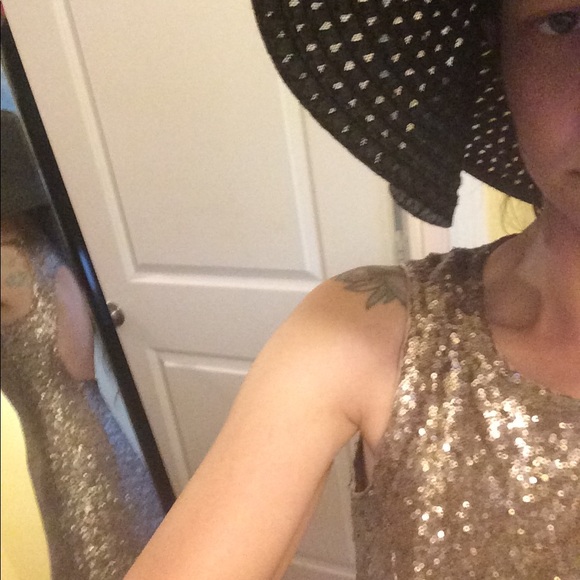 Esley Small Gold Sequin Open Back Tank Short Dress - Picture 7 of 16